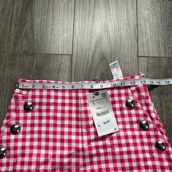 NWT Zara Pink Gingham High Waisted‎ Shorts - Picture 6 of 8